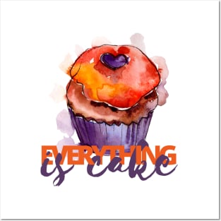 Everything is Cake, Purple and Orange Posters and Art